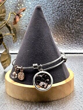 "5/$40" Rose/Silvertone Footprints "LOVE THIS LIFE" Charm Bangle Bracelet